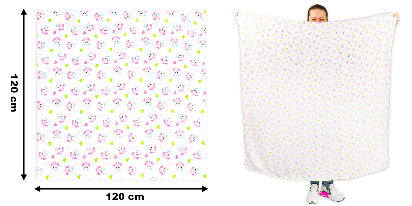 Pielucha bambusowa 120x120 sowa róż